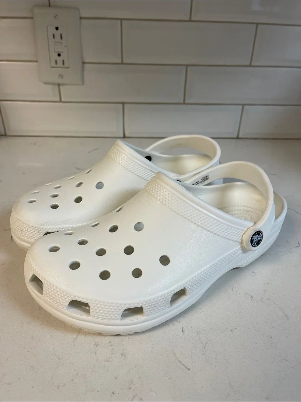CrocsโClassic Clog White Fun Rubber Shoes Unisex Adult M9 / W11 Style # 10001